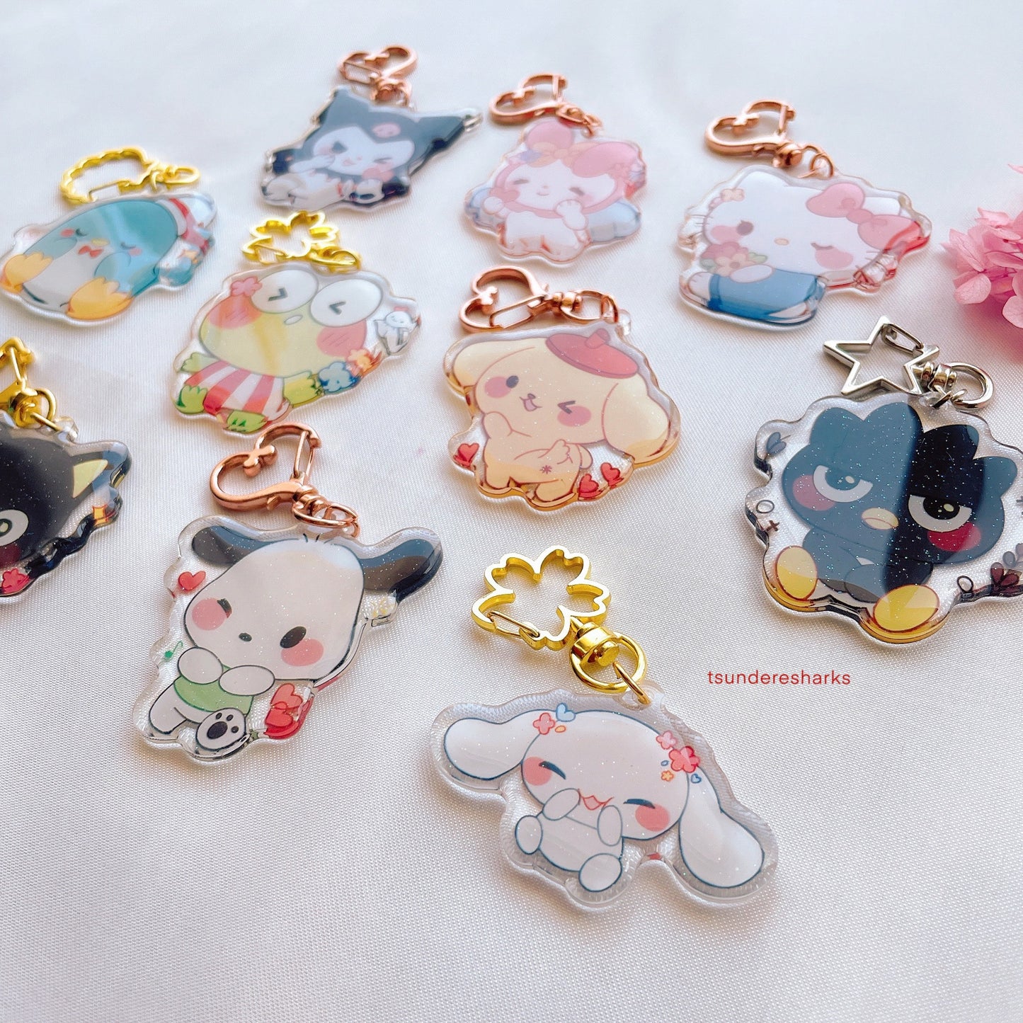 Cute Chibi Animal Glitter Keychains