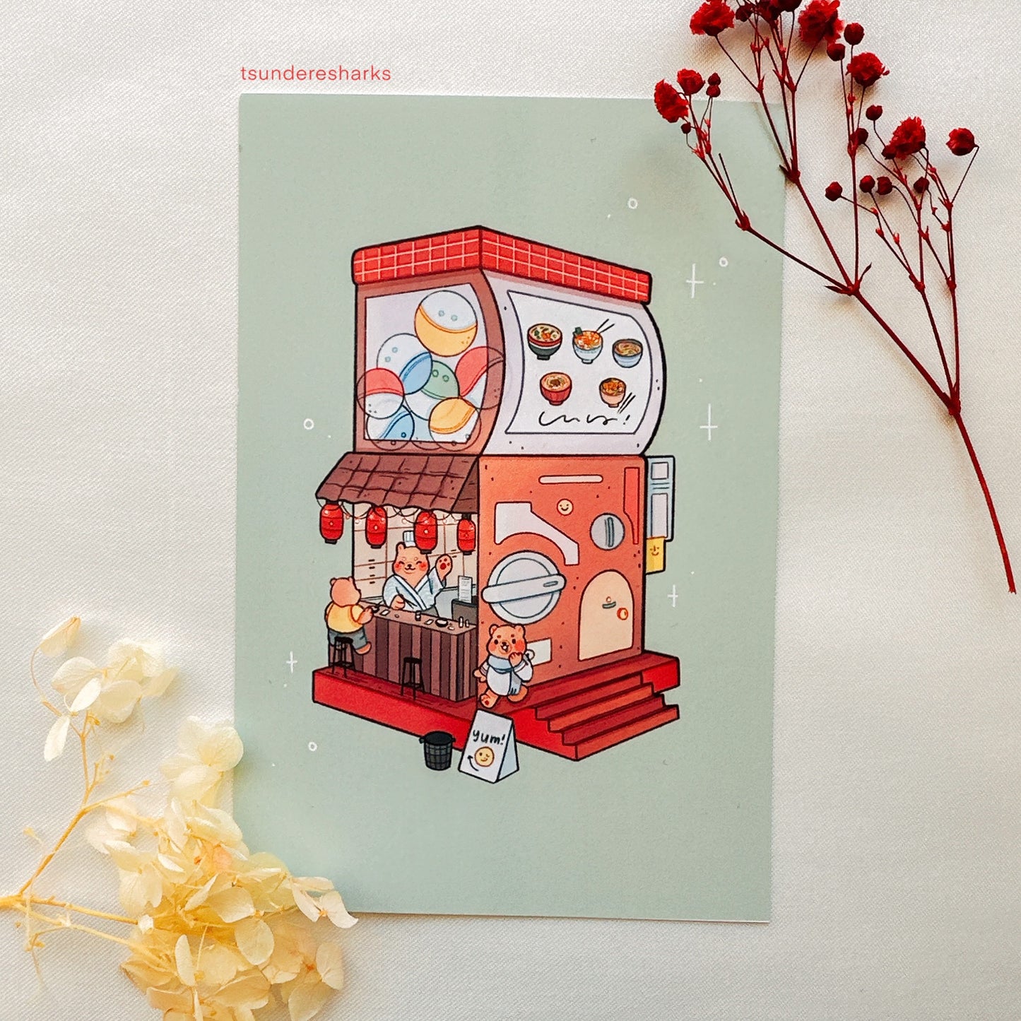 Gacha Ramen Shop Bear Print