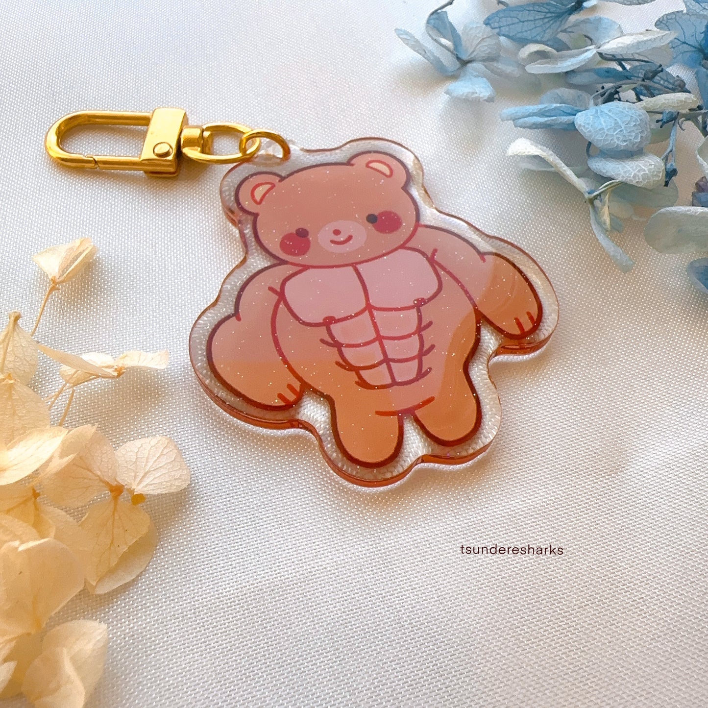 Buff Bear Glitter Keychain