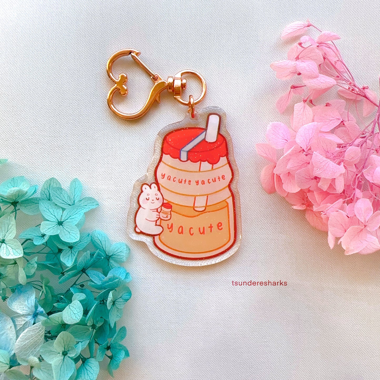Soju and Yacute Bunny Glitter Keychains