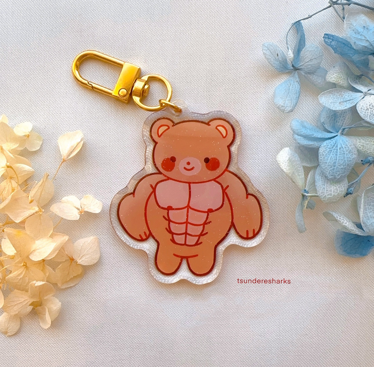 Buff Bear Glitter Keychain