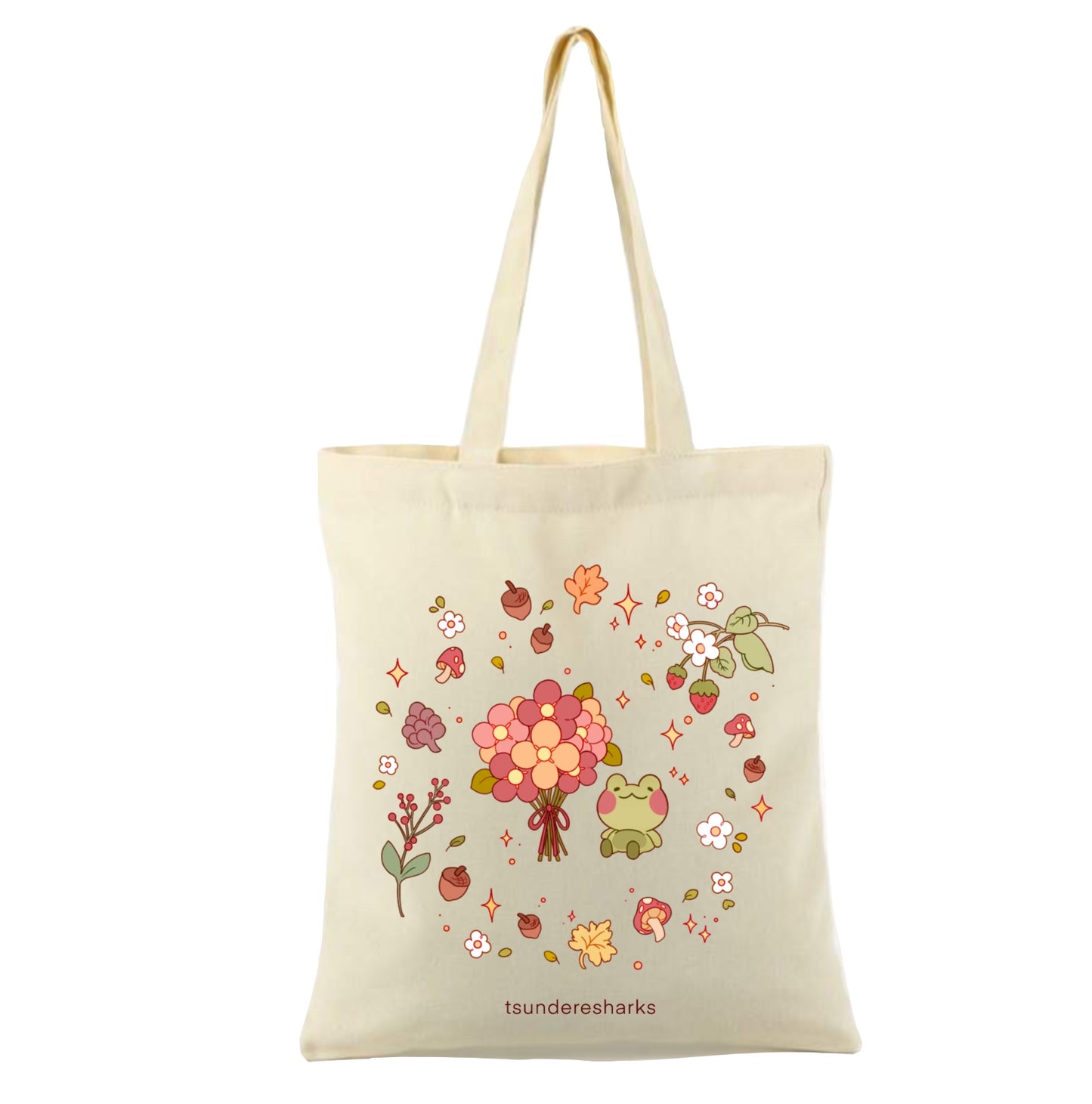 Frog CottageCore Canvas Tote Bag