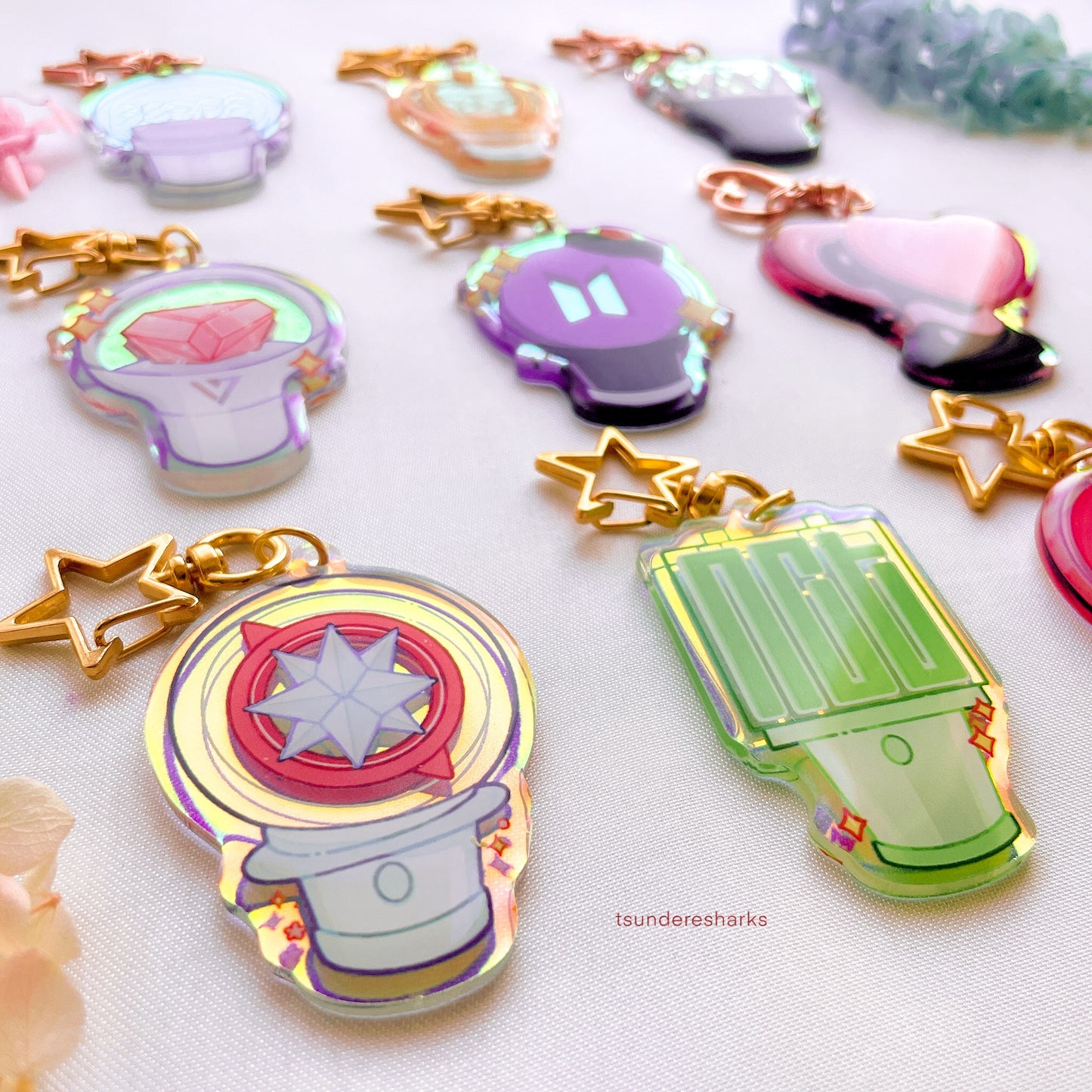 K-Pop Light Sticks Holographic Keychains V.1