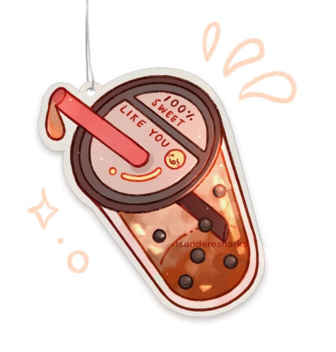 Boba Bubble Brown Sugar Milk Tea Hanging Car Air Freshener